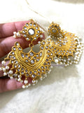 Gold Plated Kundan Earrings: Pakistani Indian Jewelry