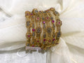 Gold Plated Indian Bangle Set: Ruby & Silver Tone Bollywood Jewelry