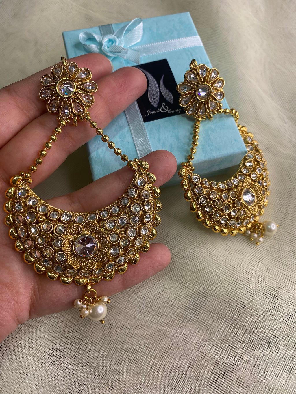 Polki chand balli earrings , Indian jewelry earrings