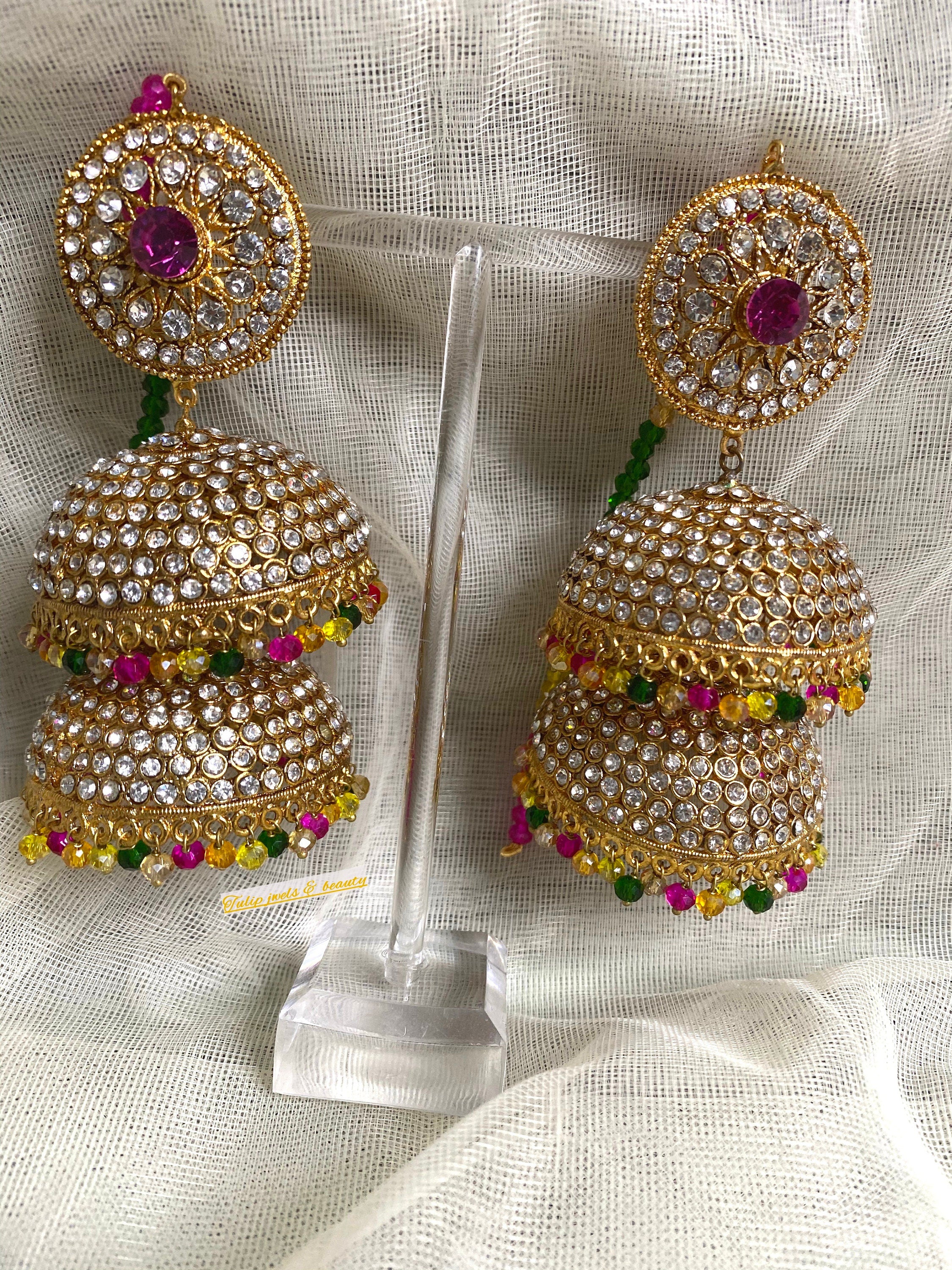 Statement Jhumki Earring Tikka Set: Indian Bridal Jewelry