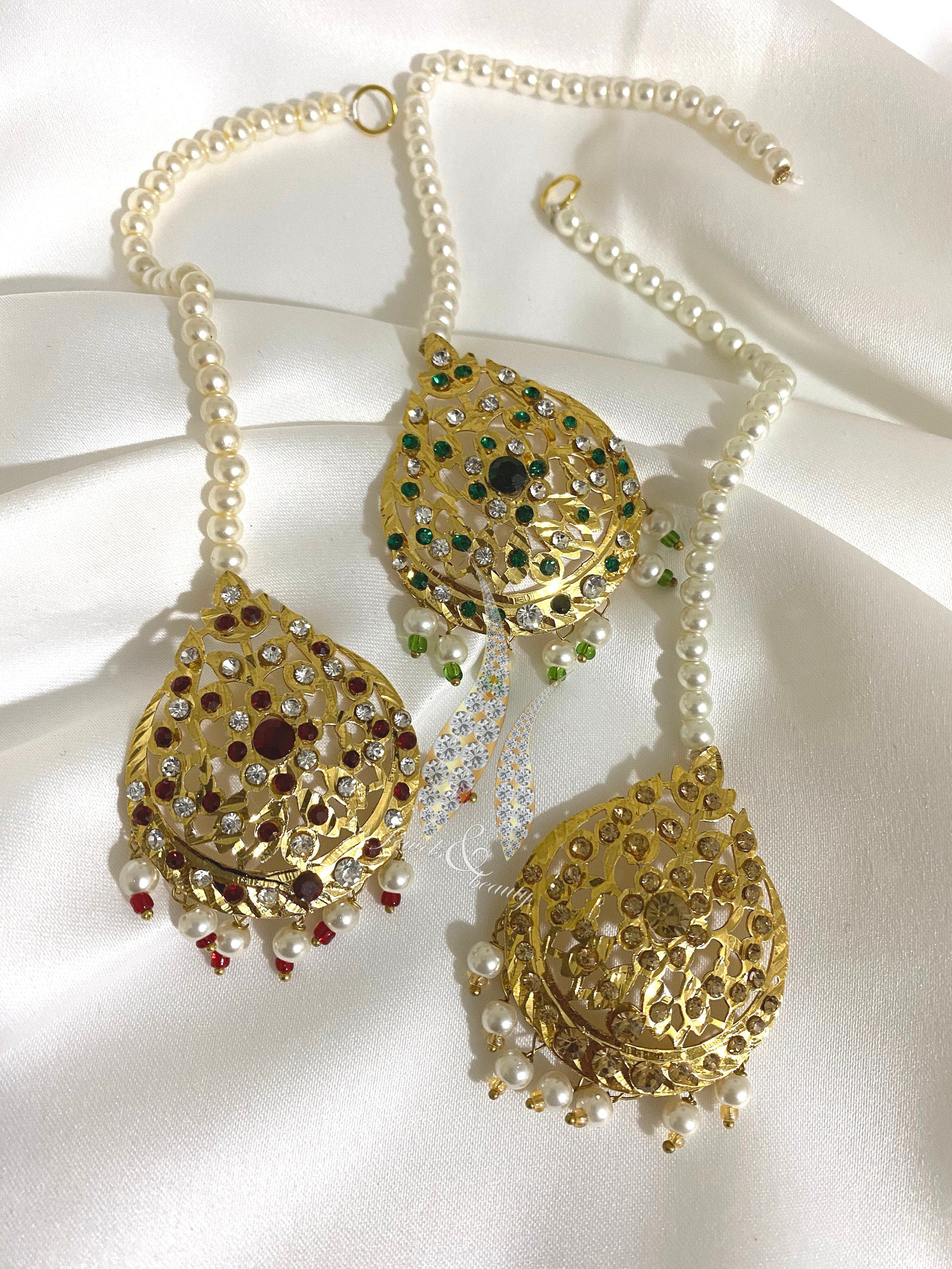Hyderabadi Jadau Tikka: Gold Plated Bridal Headpiece