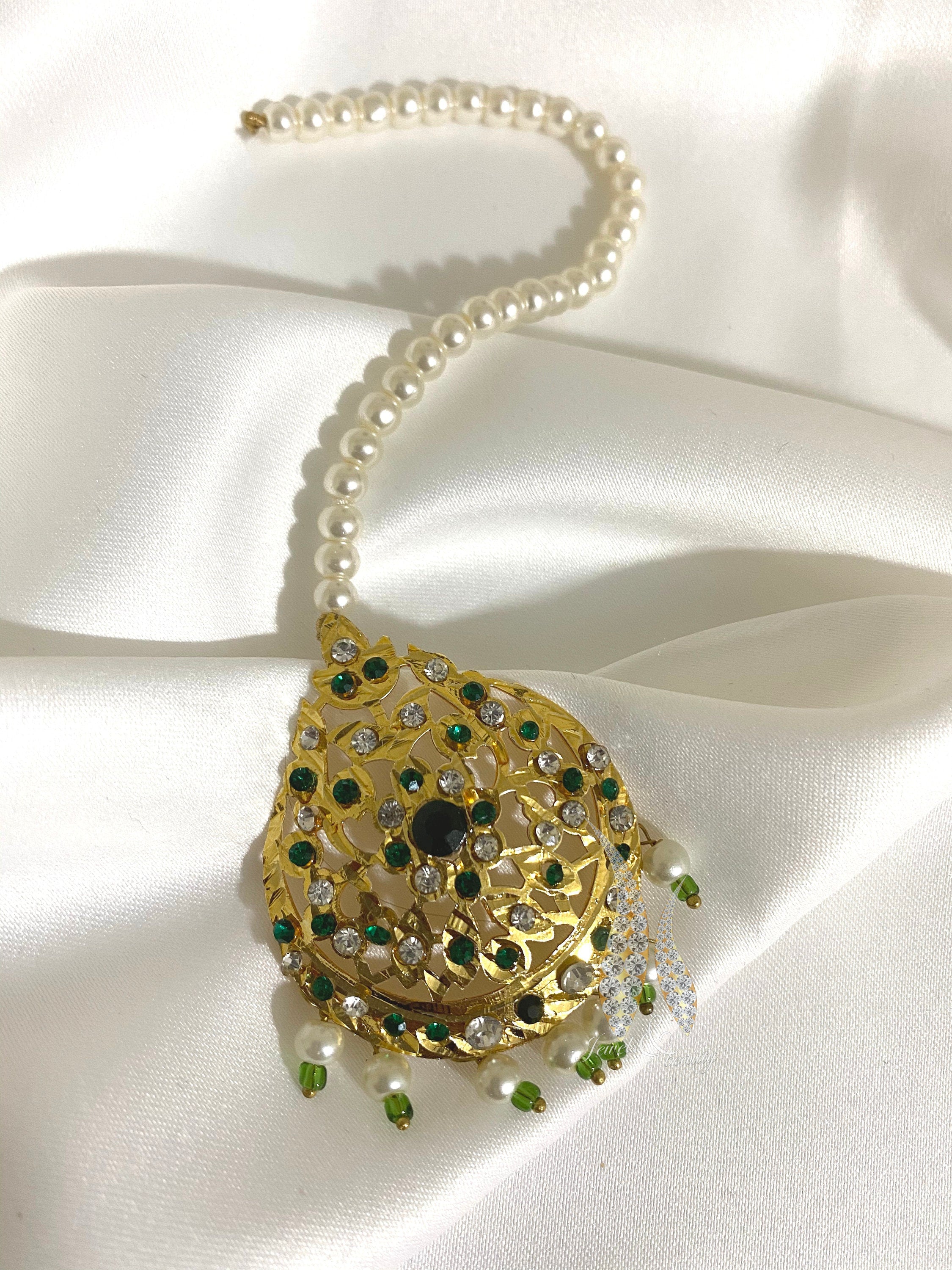 Hyderabadi Jadau Tikka: Gold Plated Bridal Headpiece