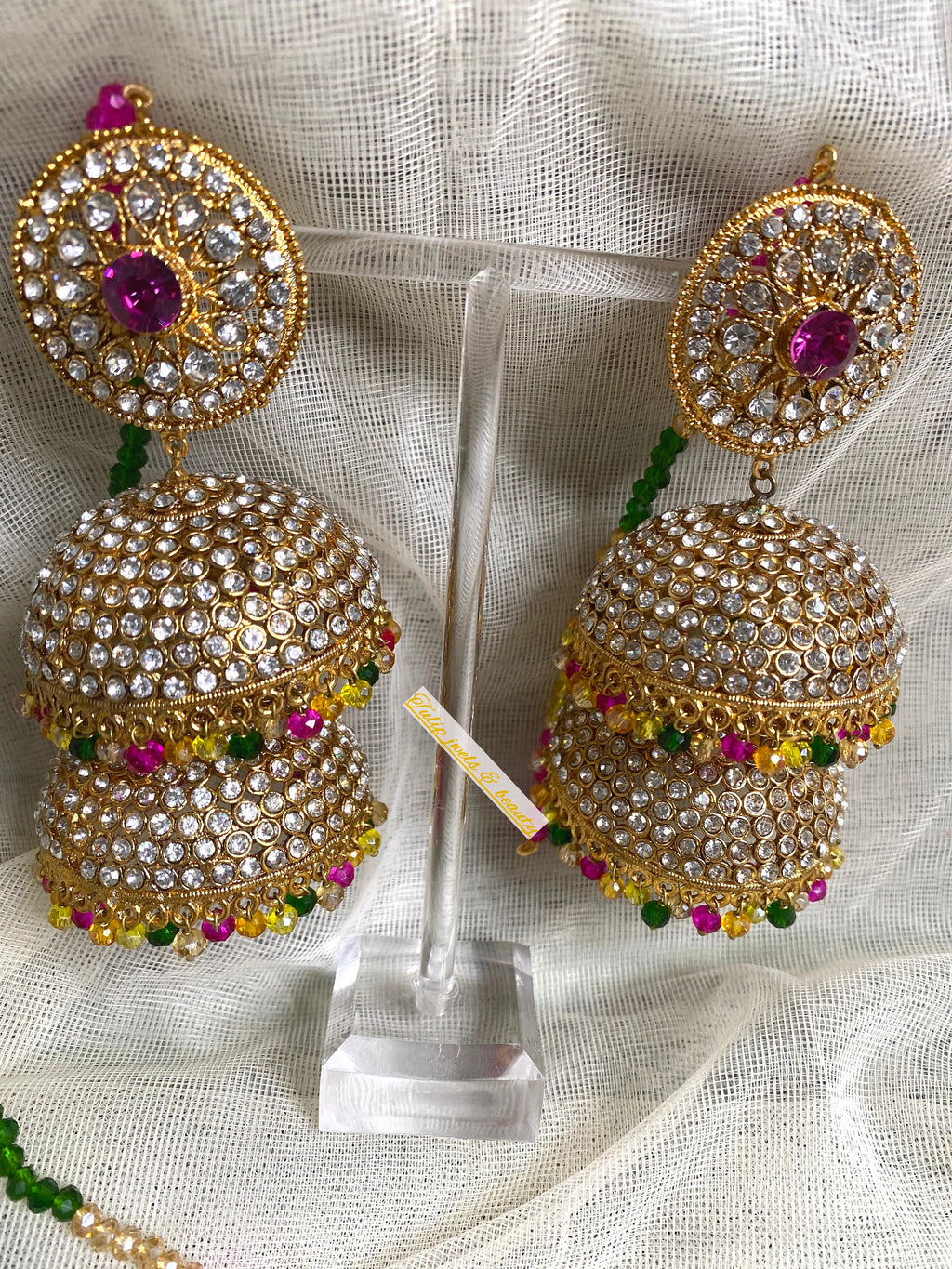 Statement Jhumki Earring Tikka Set: Indian Bridal Jewelry