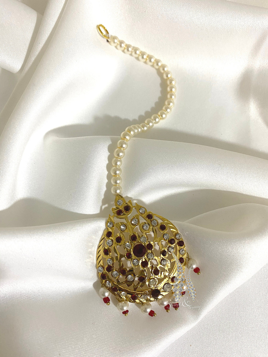 Hyderabadi Jadau Tikka: Gold Plated Bridal Headpiece