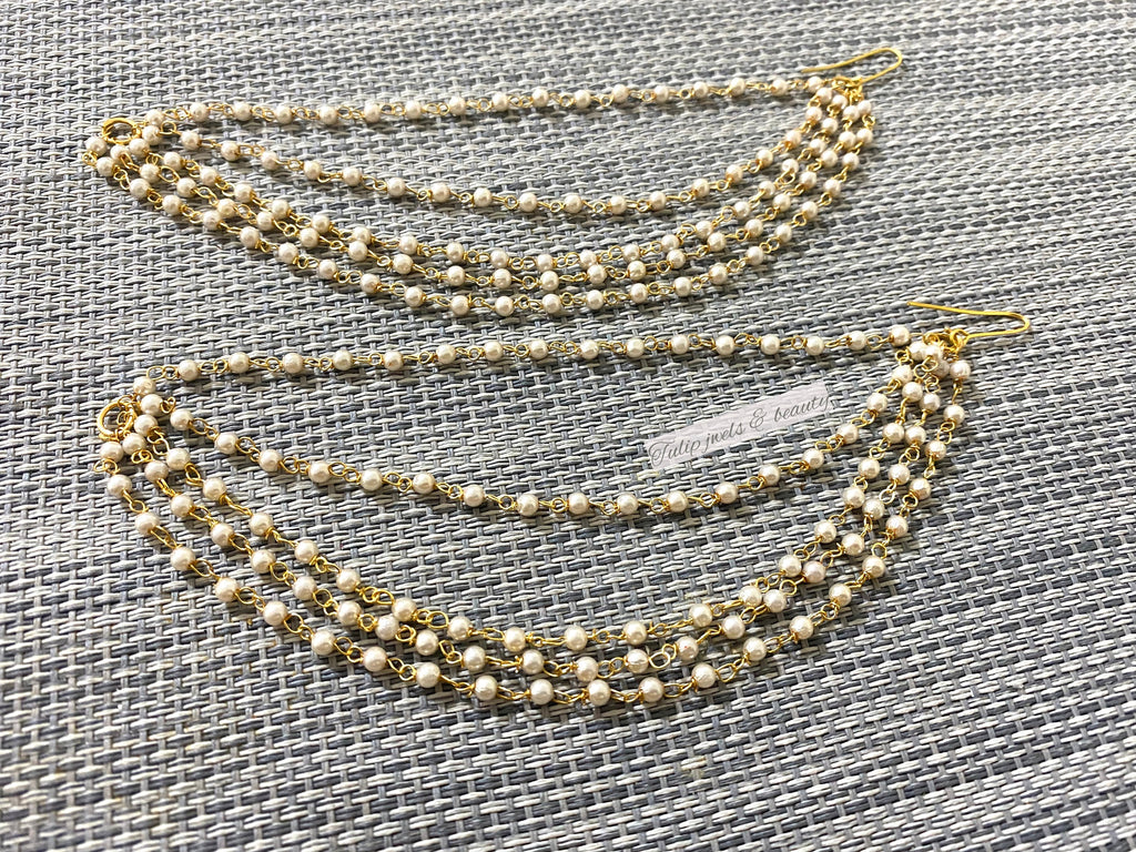 Pearl Earring Chain, Indian Style Sahare Bahubali Kaan Chain