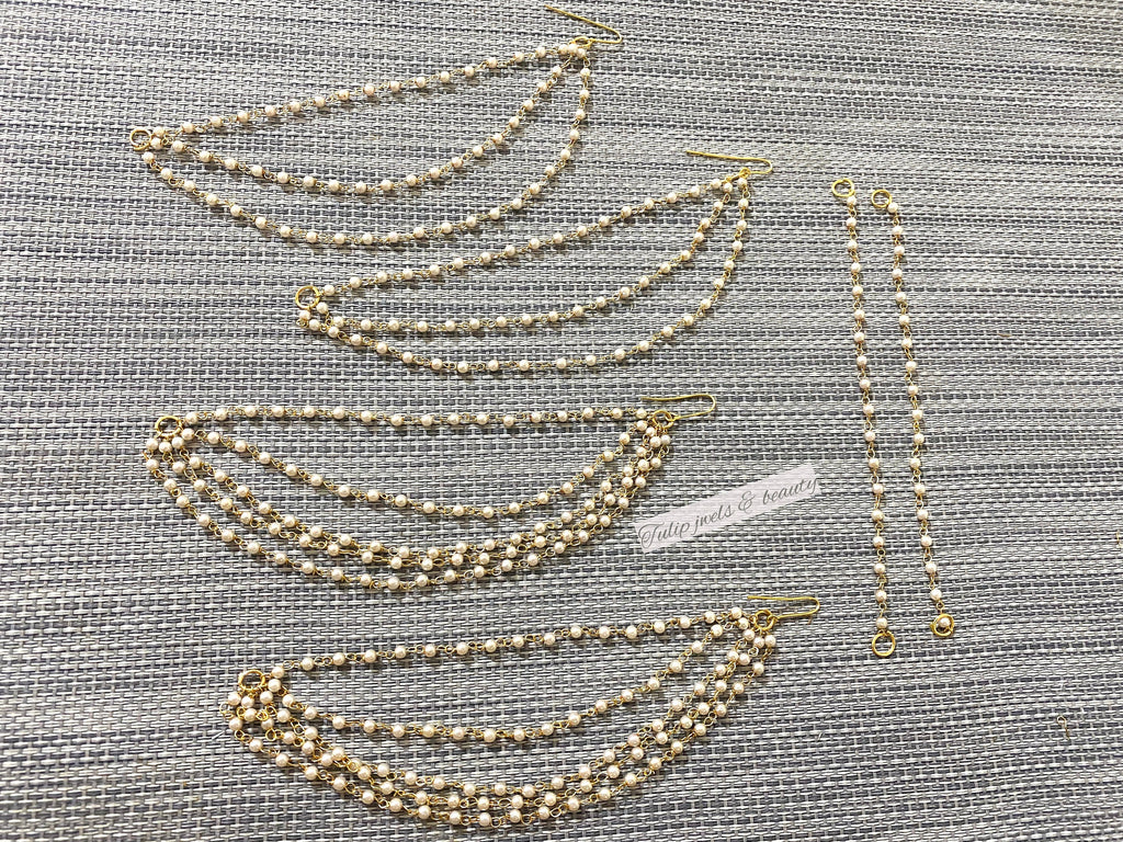 Pearl Earring Chain, Indian Style Sahare Bahubali Kaan Chain