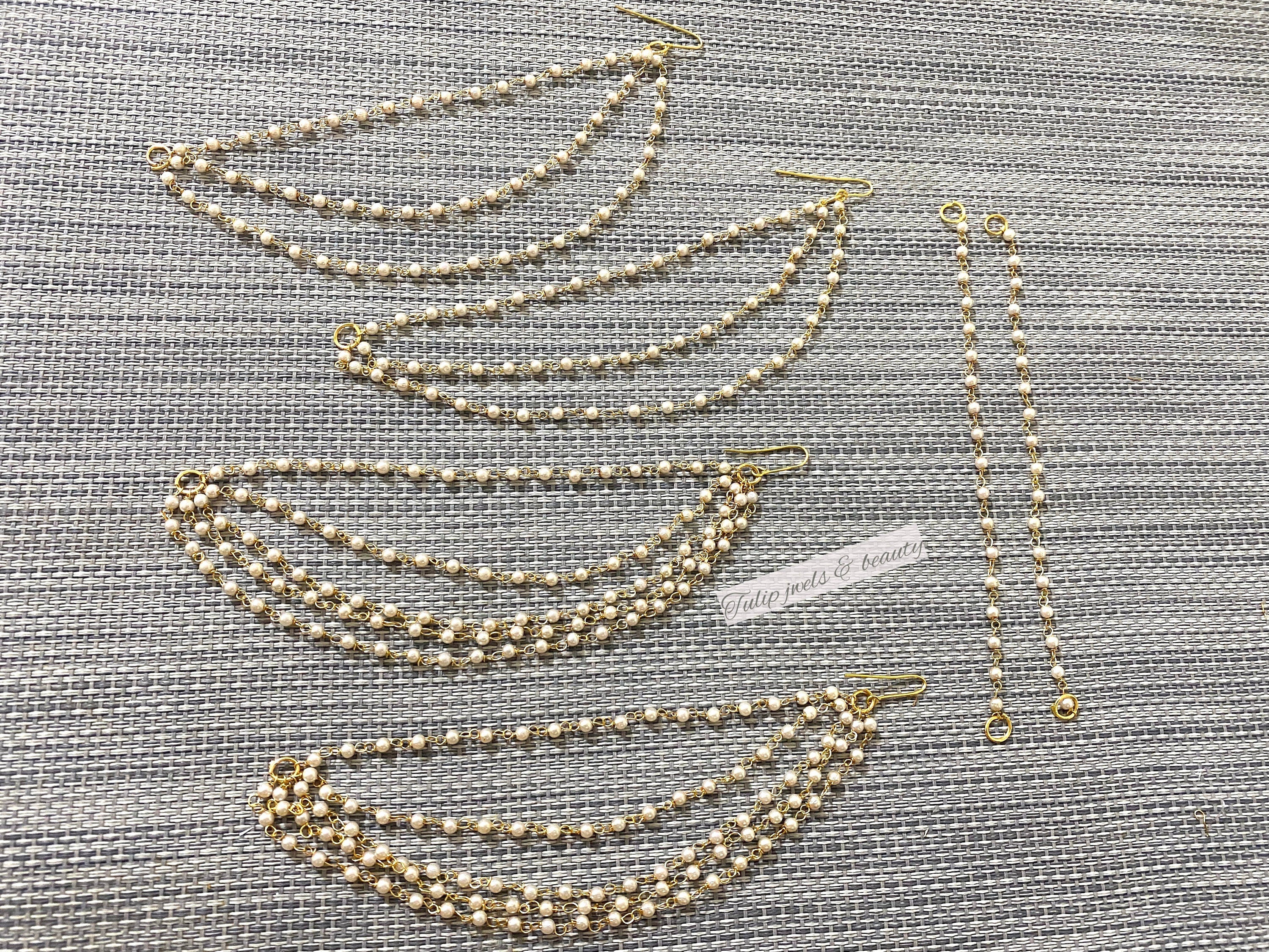 Pearl Earring Chain, Indian Style Sahare Bahubali Kaan Chain