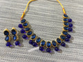 Pendent set gift for her, christmas gift for women, mother day gift,  Gold polish  sapphire necklace set