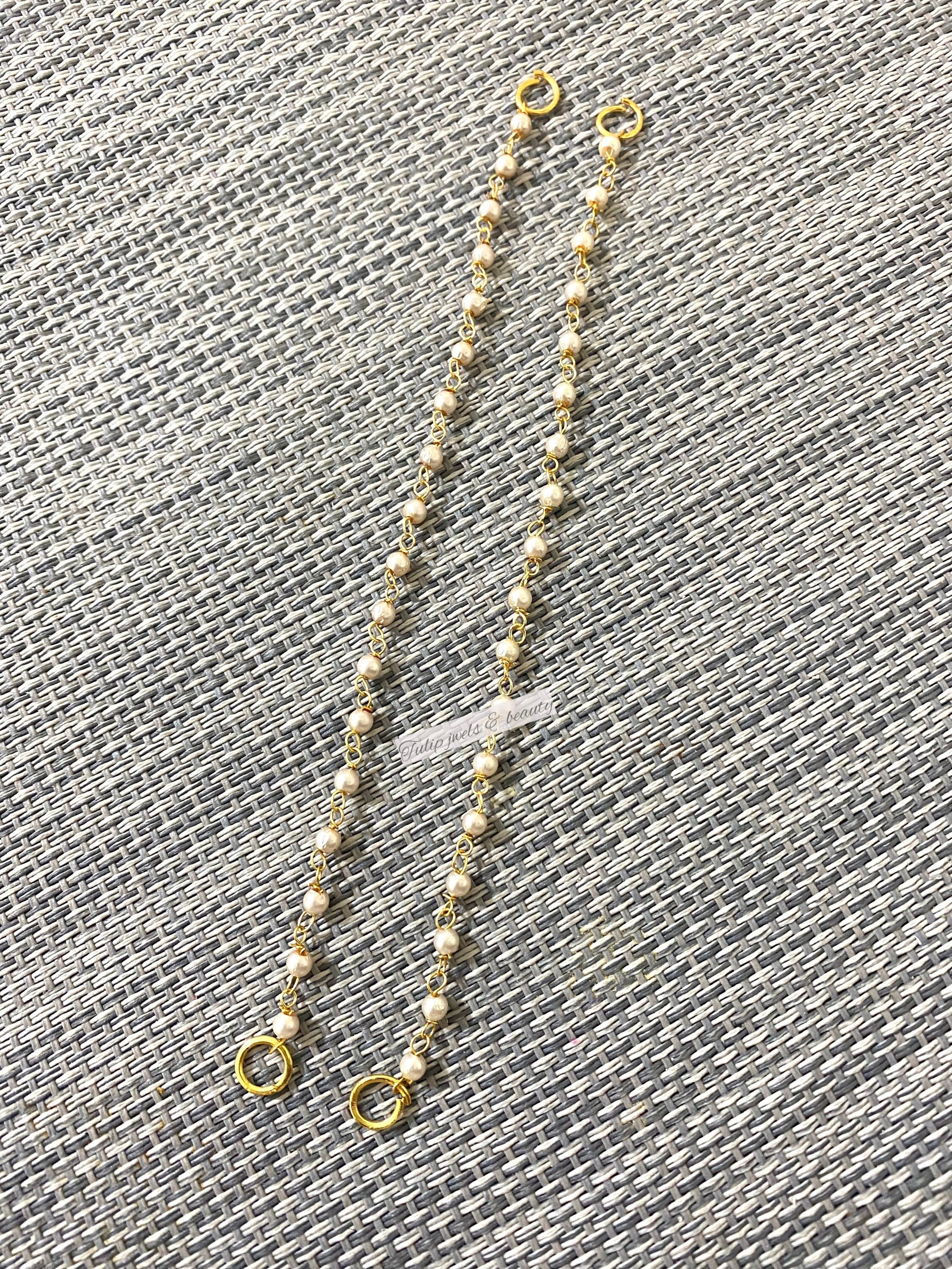 Gold Pearl Detachable Ear Chain, Sahara ,Sahare, Indian Jewelry
