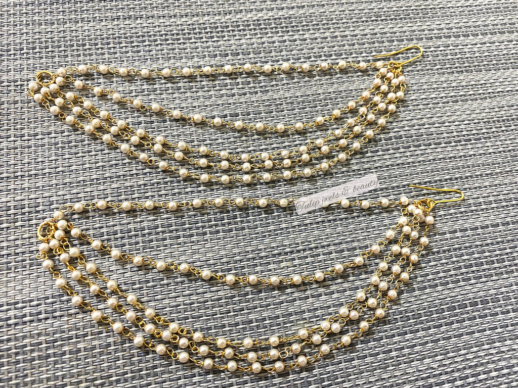 Pearl Earring Chain, Indian Style Sahare Bahubali Kaan Chain