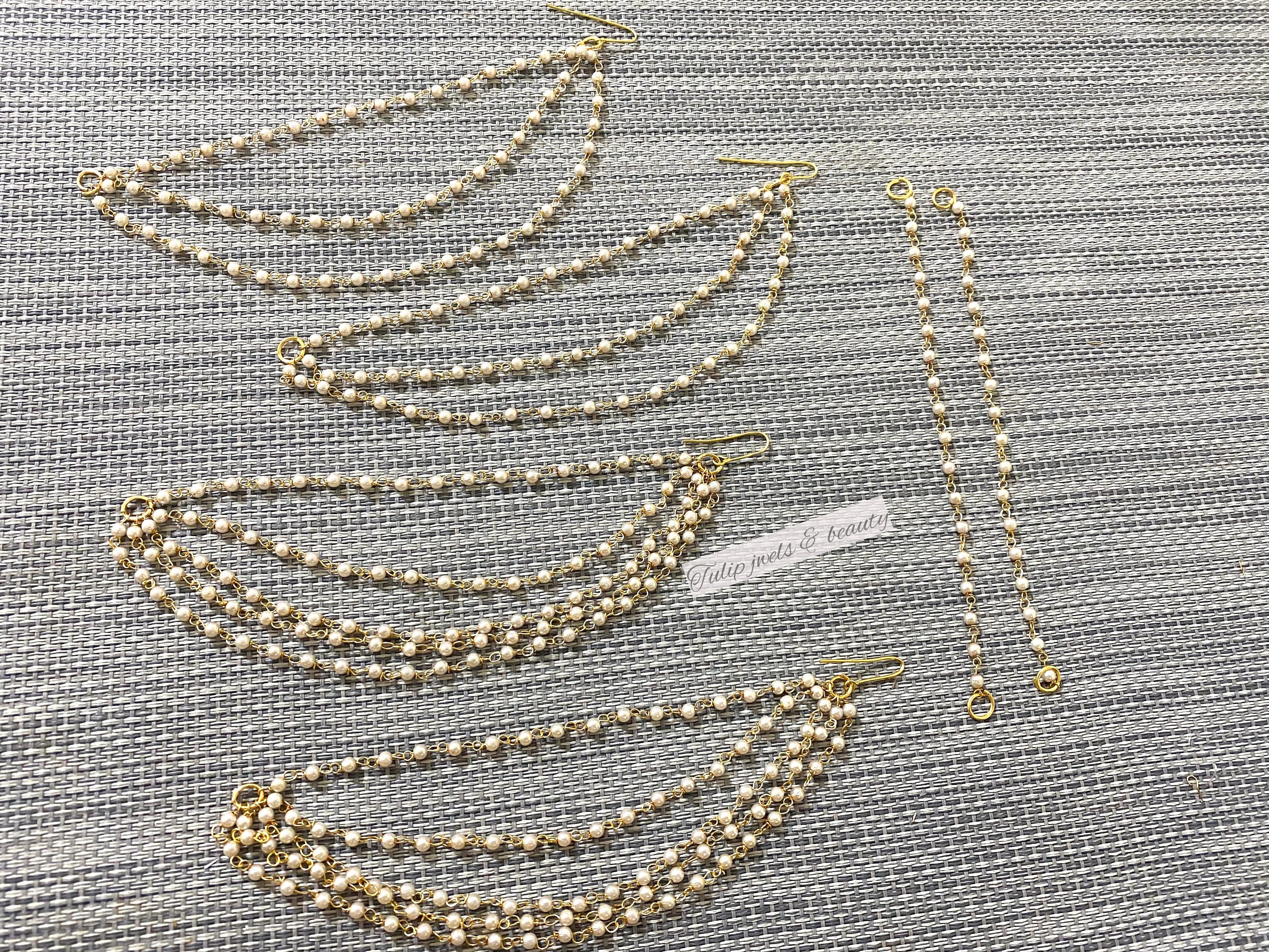 Indian pakistani Sahare Earrings chain, kaan sahare pearls sahare