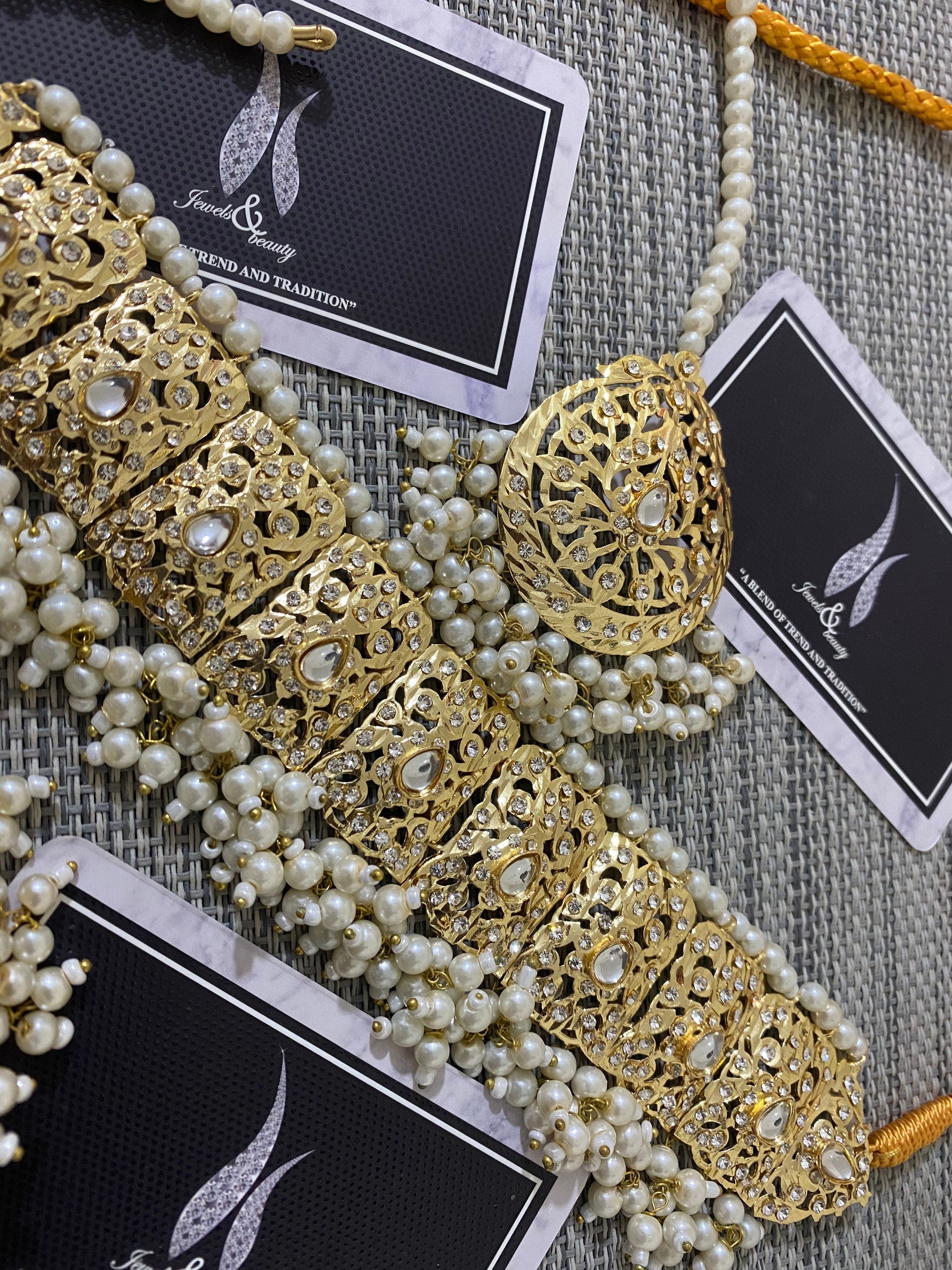 Gold Plated Mughal Choker Set: Indian Bridal Jewelry with Jhumki & Tikka