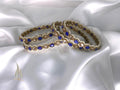 Indian Polki Bangles: Sapphire & Pearl Set of 4