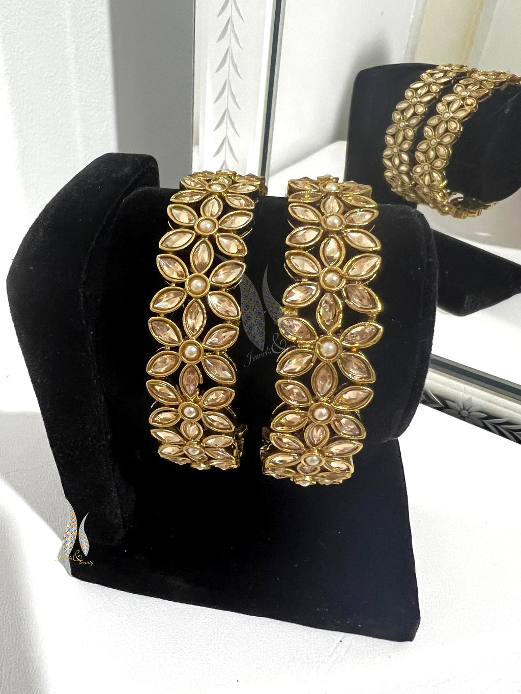 Indian Polki Bangles: Antique Gold Wedding Bracelet, Size 2.6