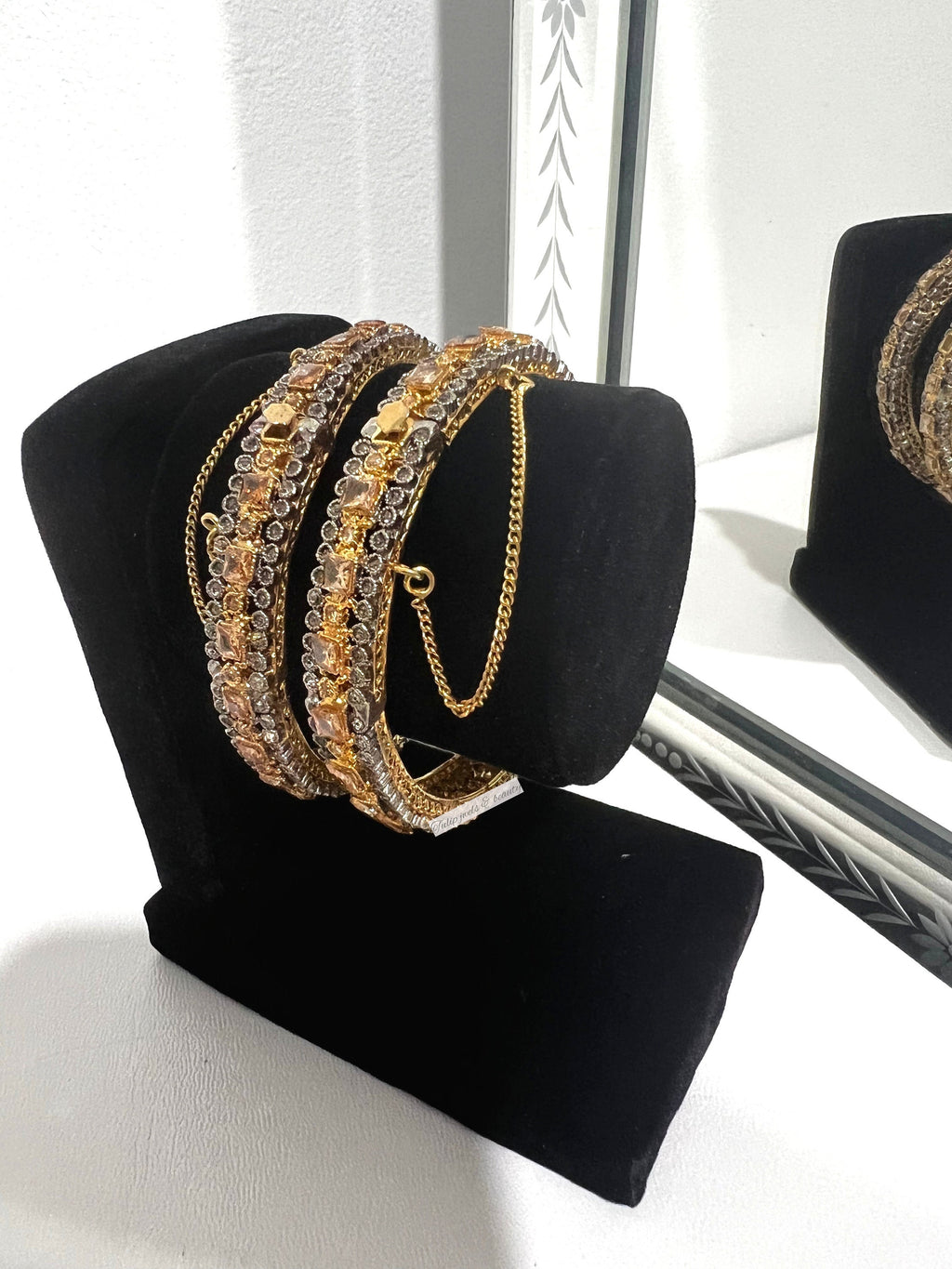 Gold Plated Indian Wedding Bangles: Openable Kangan Bracelet Set
