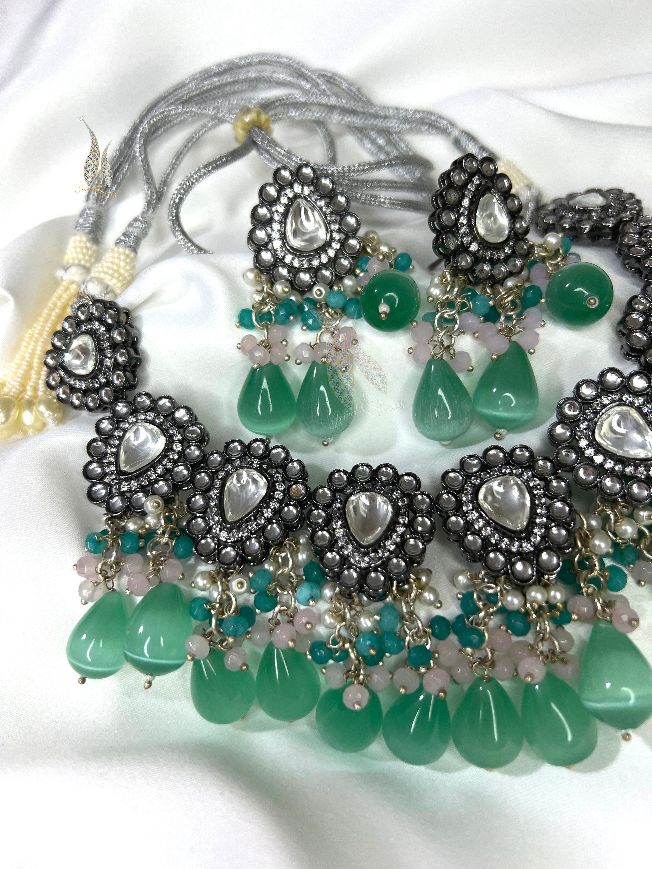 Kundan Indian Necklace Set: Handcrafted Wedding Jewelry