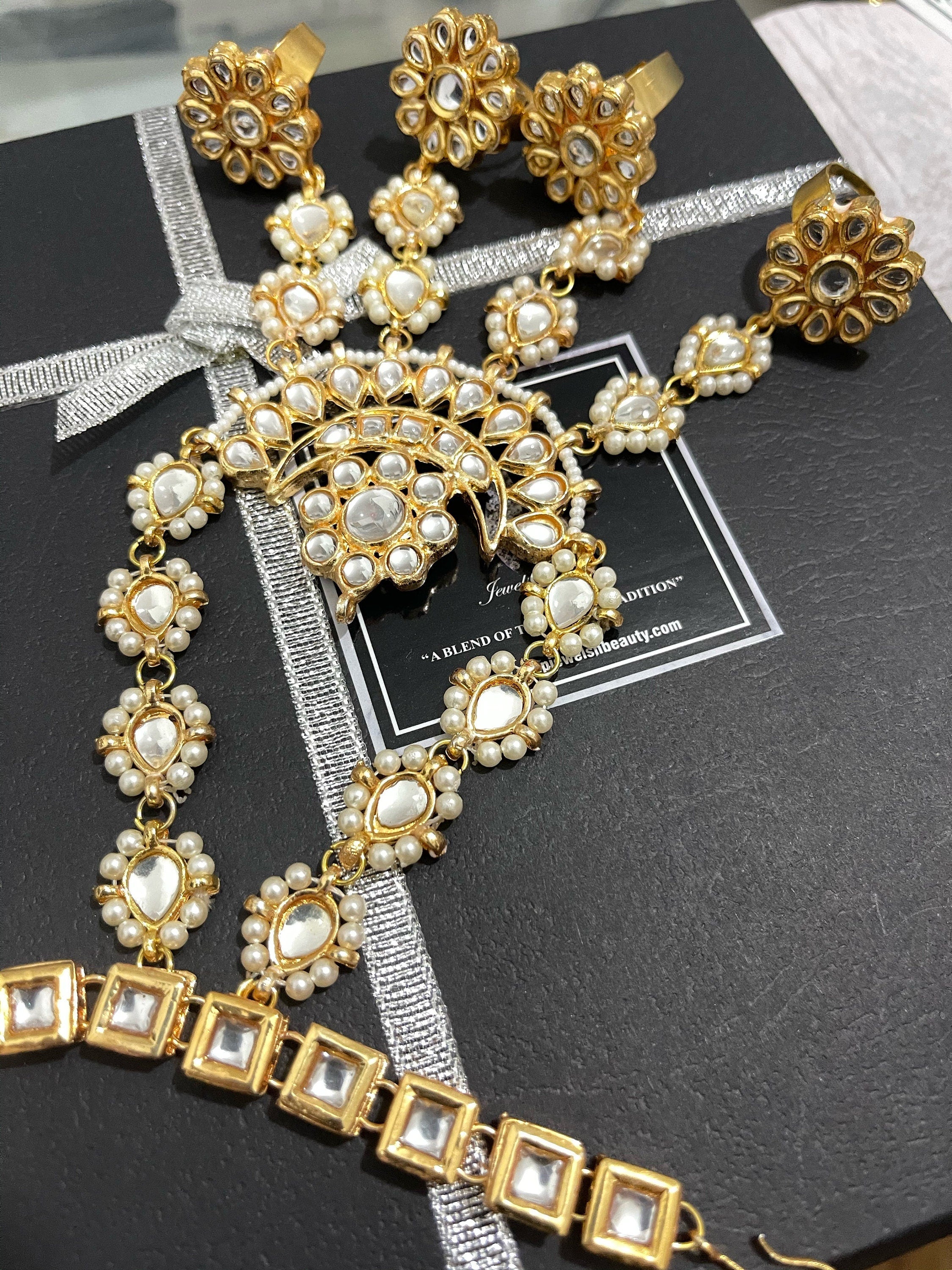Kundan Hath Phool: Adjustable Indian Bracelet with Rings