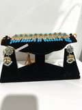 Traditional Indian Pakistani jadu jewellery ethnic choker set bridal jewellery gold plated jewellery hyderabadi jewellery,turquoise  jewelry