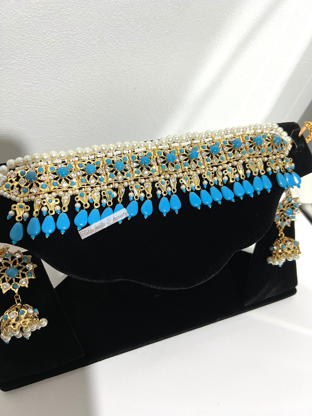 Traditional Indian Pakistani jadu jewellery ethnic choker set bridal jewellery gold plated jewellery hyderabadi jewellery,turquoise  jewelry