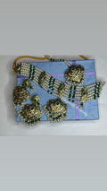 Gold Plated Hyderabadi Choker Set: Emerald & Pearl Indian Jewelry