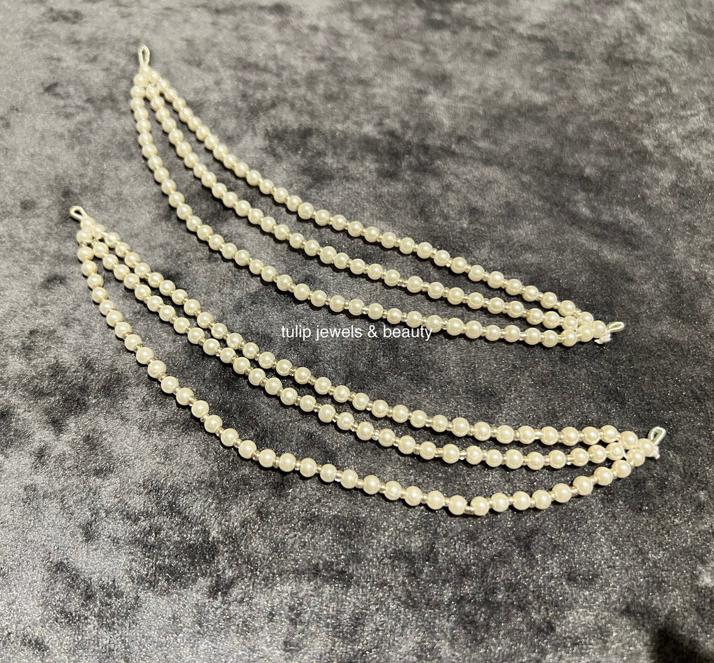 Pearl Earring Chain: Silver Kaan Sahara Indian Jewelry
