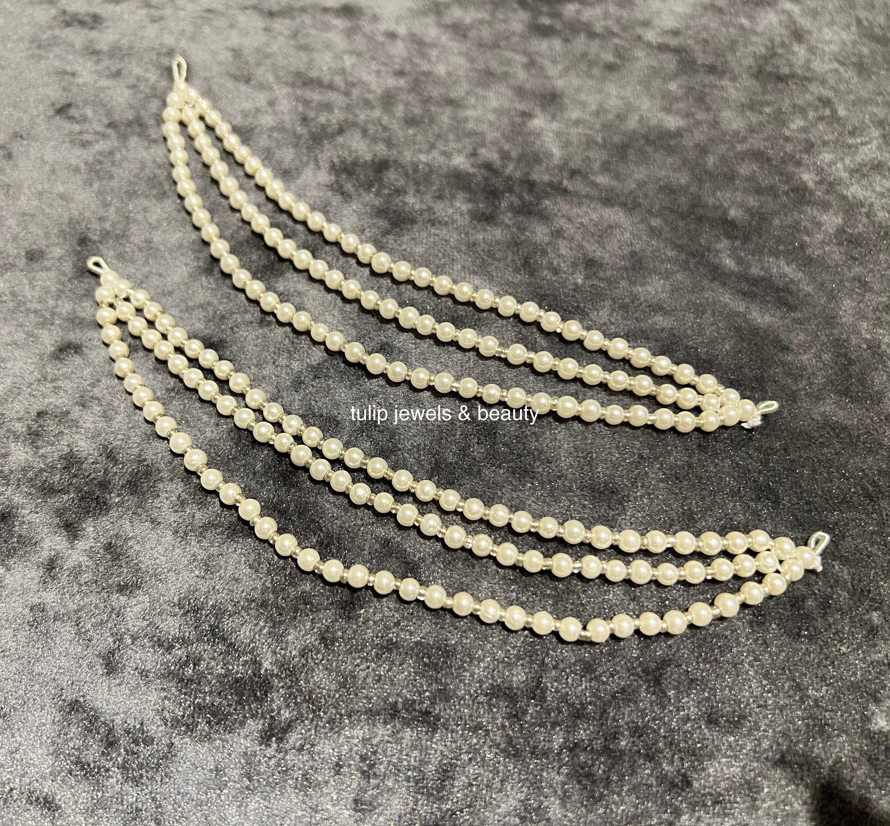 Pearl Earring Chain: Silver Kaan Sahara Indian Jewelry