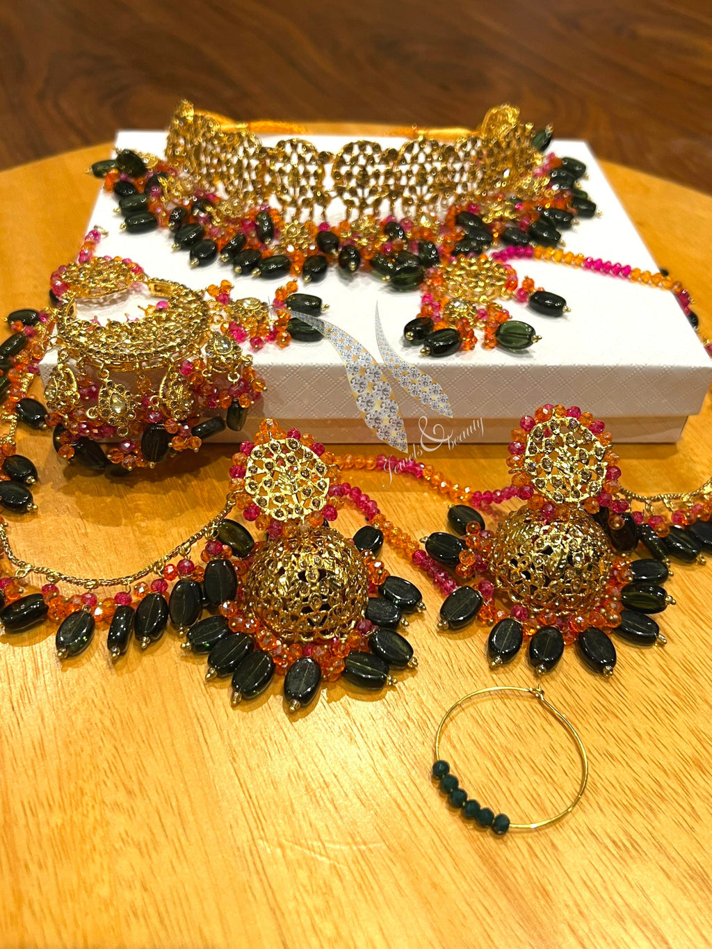 Gold Plated Hyderabadi Choker Set: Indian Pakistani Bridal Jewelry