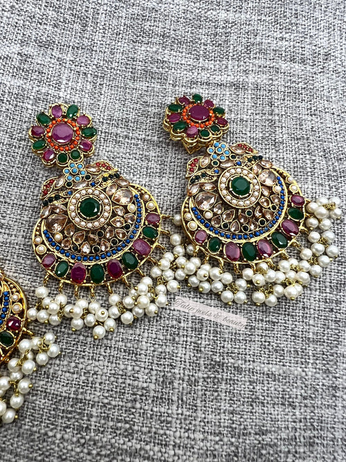 Gold Plated Earrings and Tikka Set: Handcrafted Indian Jewelry