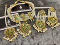 Gold Plated Hyderabadi Choker Set: Emerald & Polki Stone Jewelry
