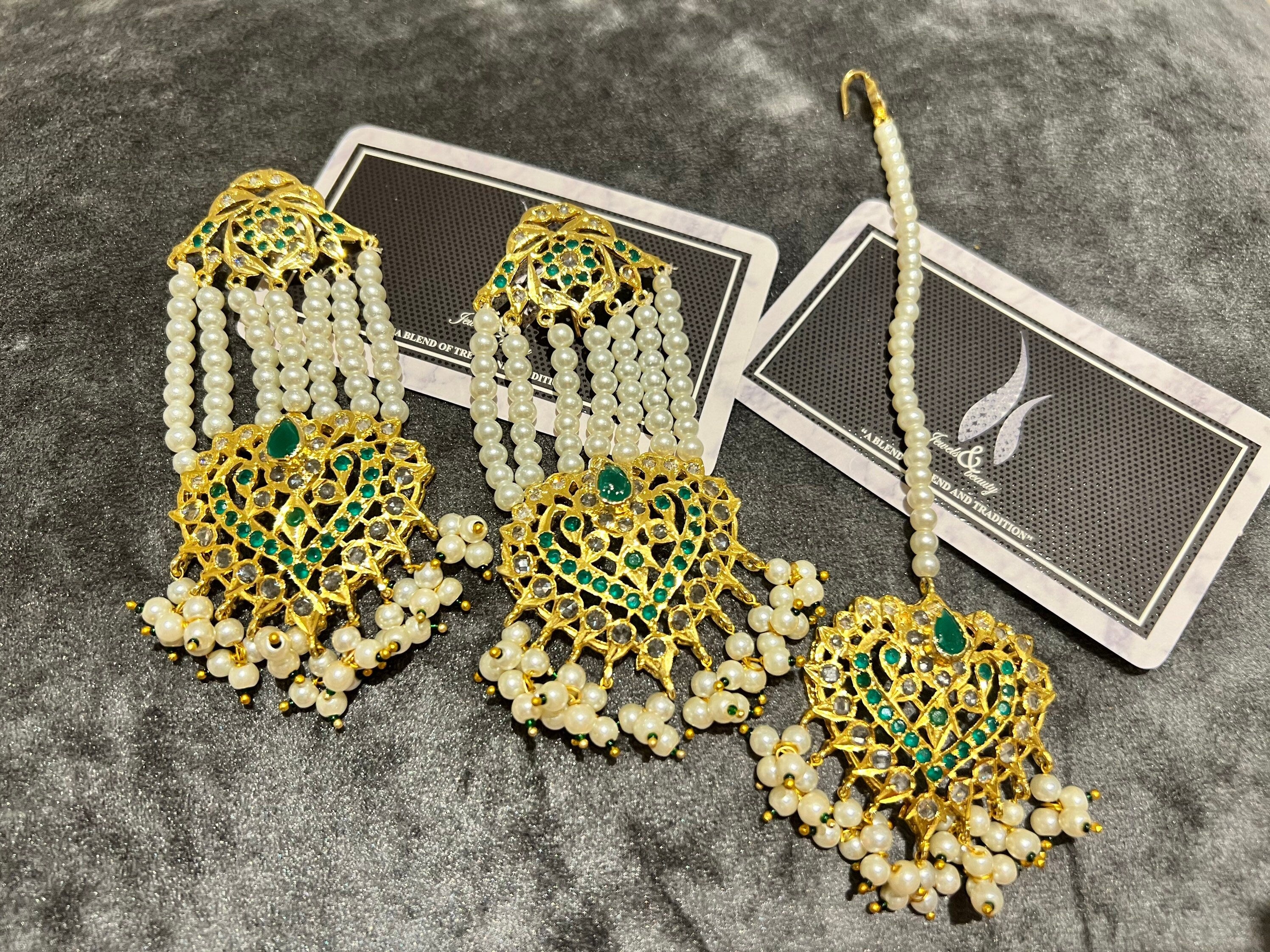 Gold Plated Hyderabadi Choker Set: Emerald & Polki Stone Jewelry