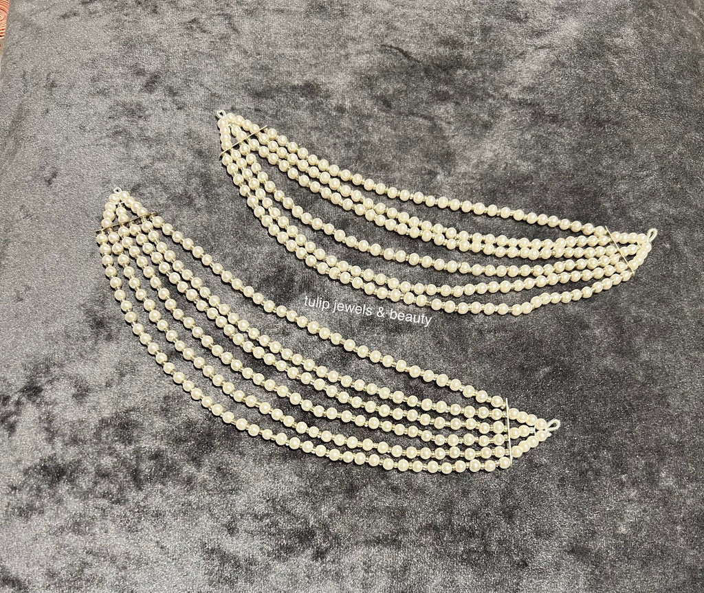 Pearl Kaan Chain: Silver Sahare Earring Support - Indian/Pakistani Jewelry