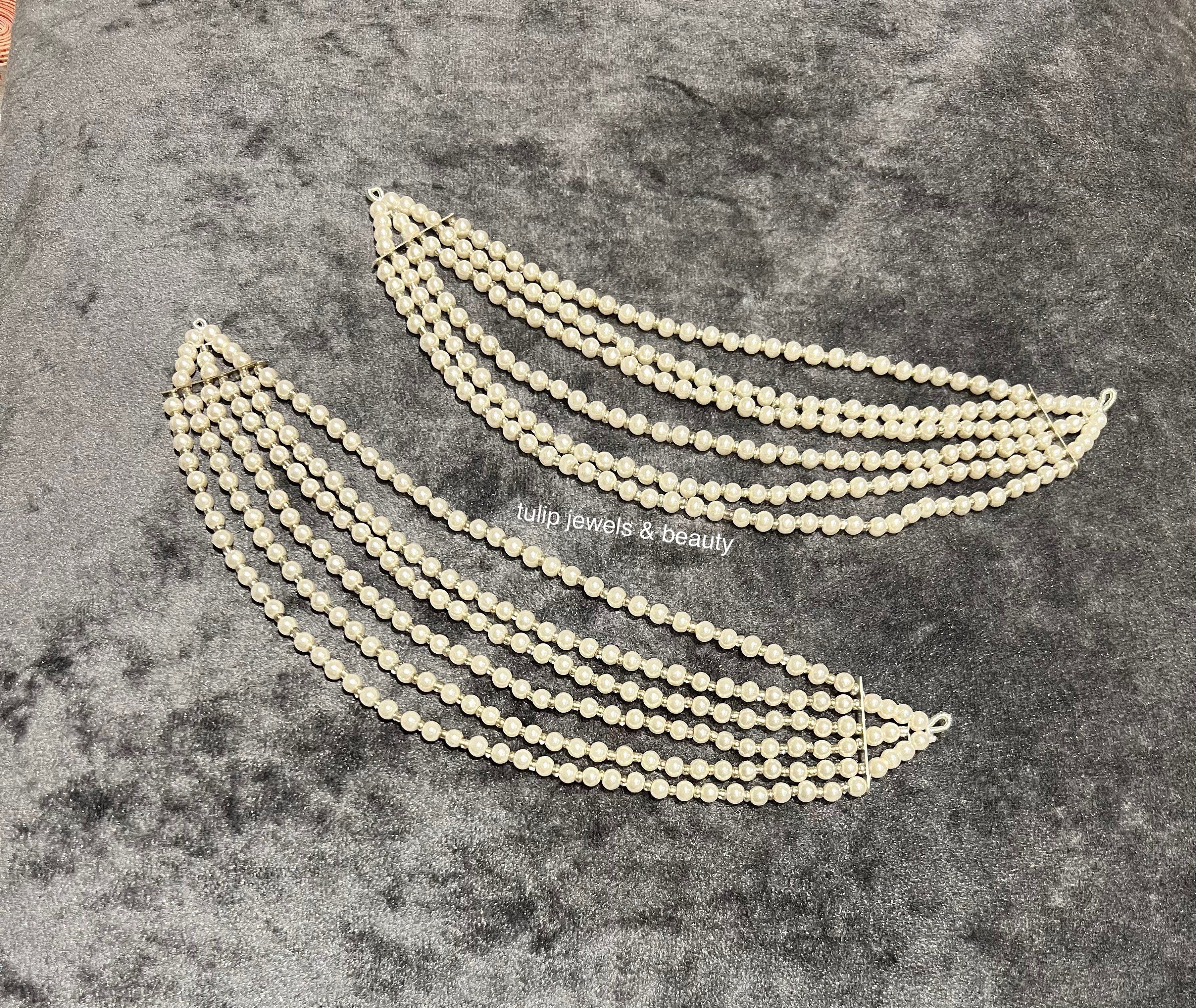 Pearl Kaan Chain: Silver Sahare Earring Support - Indian/Pakistani Jewelry