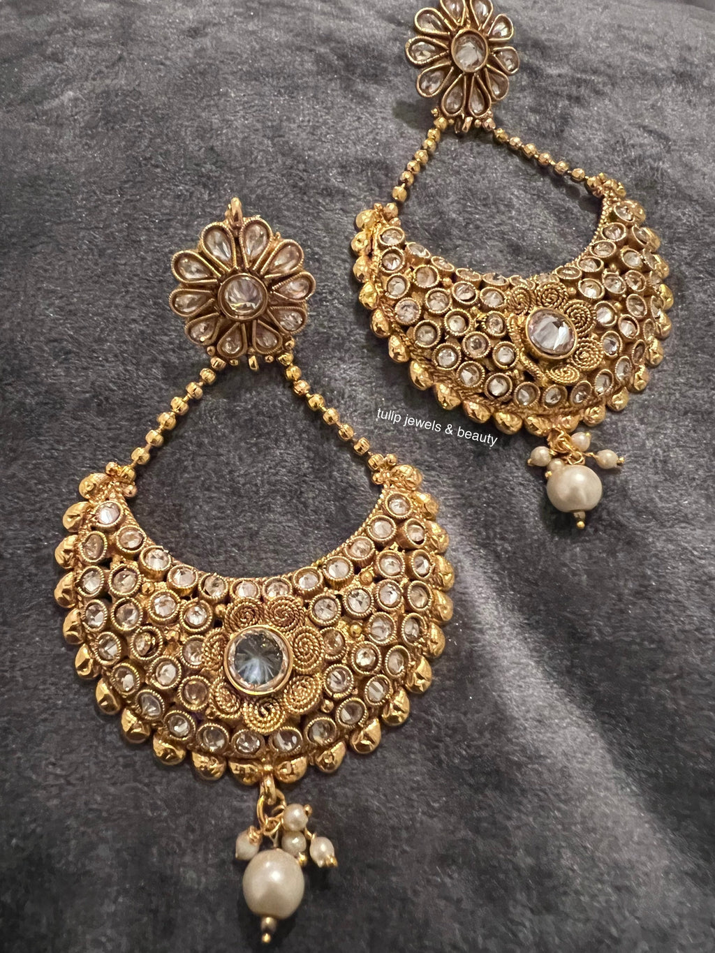 Polki chand balli earrings , Indian jewelry earrings