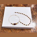 Gold Plated Indian Nose Ring: Maroon Beaded Nath, Bridal Jewelry