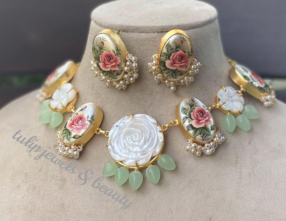 Gift for her Real Pearl Necklace Earring Set, christmas gift for women Brass Jewelry with Japanese Stones