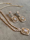 Gift for women, christmas gift for her, Indian Bridal Cubic Zirconia Necklace Set: Gold Plated Wedding Jewelry