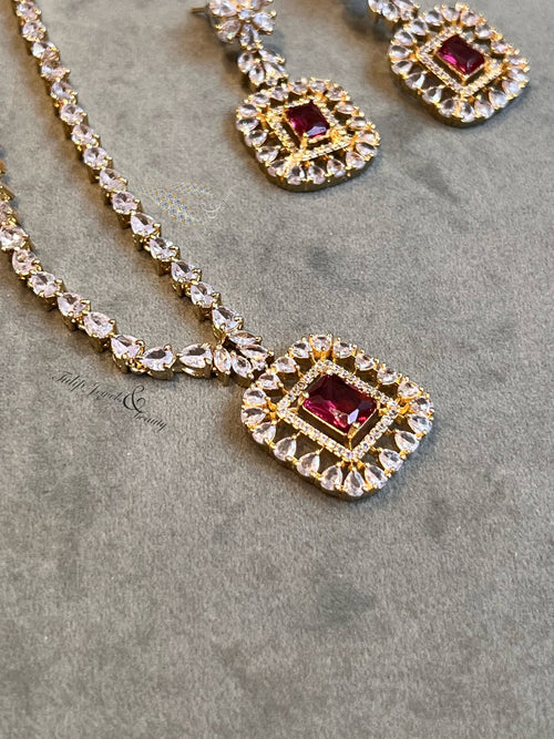 Gift for her Gold Plated jewellery Indian Bridal Necklace Set: Cubic Zirconia Wedding Jewelry