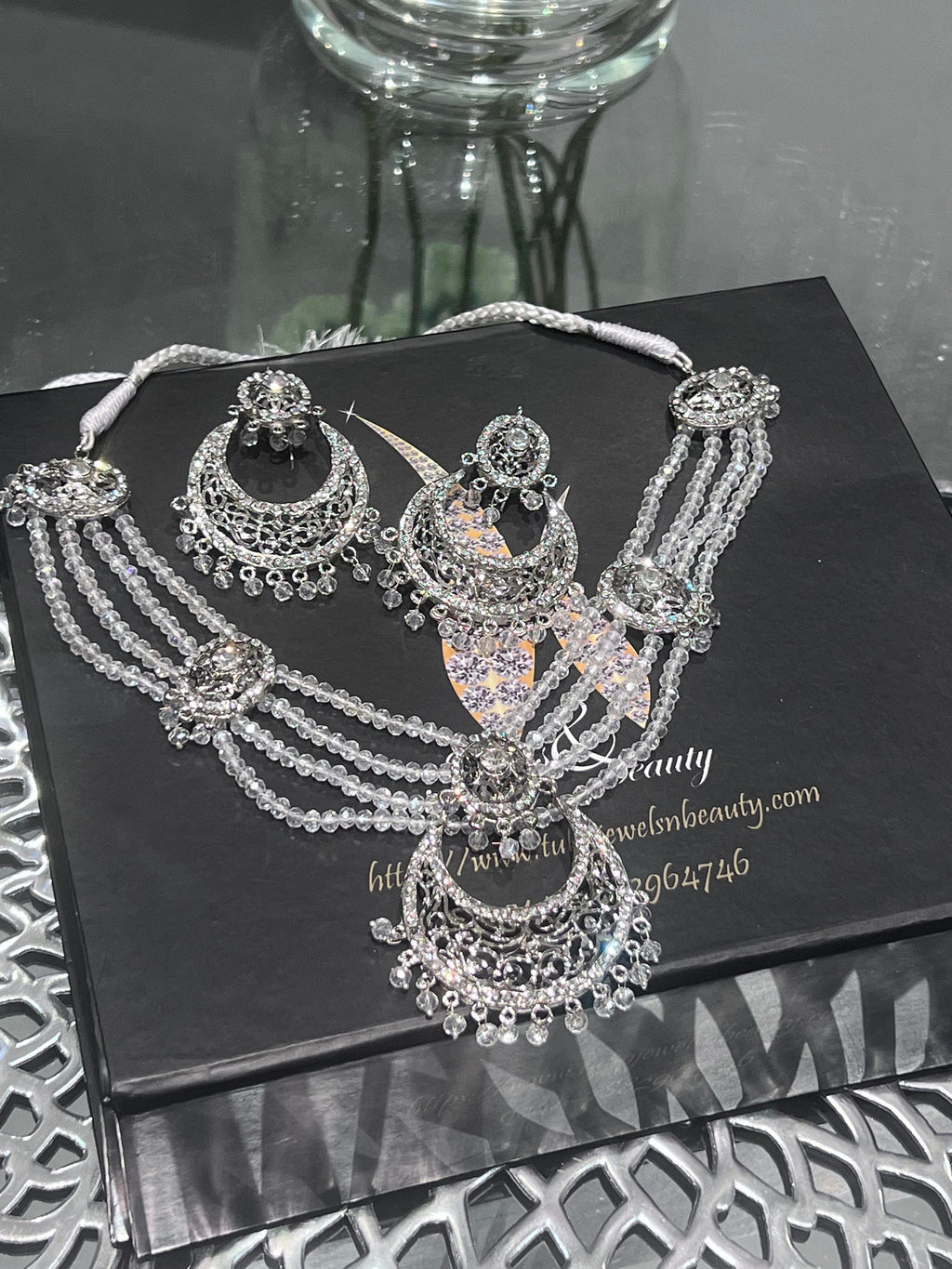 Hyderabadi Chandballi Necklace Set: Indian Pakistani Bridal Pearl Jewelry