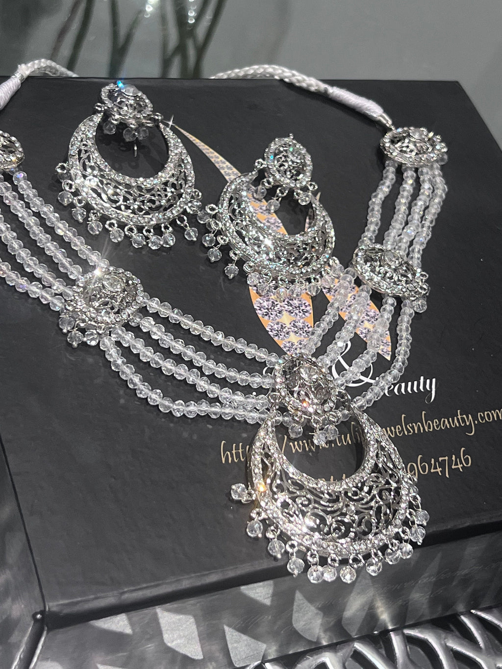 Hyderabadi Chandballi Necklace Set: Indian Pakistani Bridal Pearl Jewelry