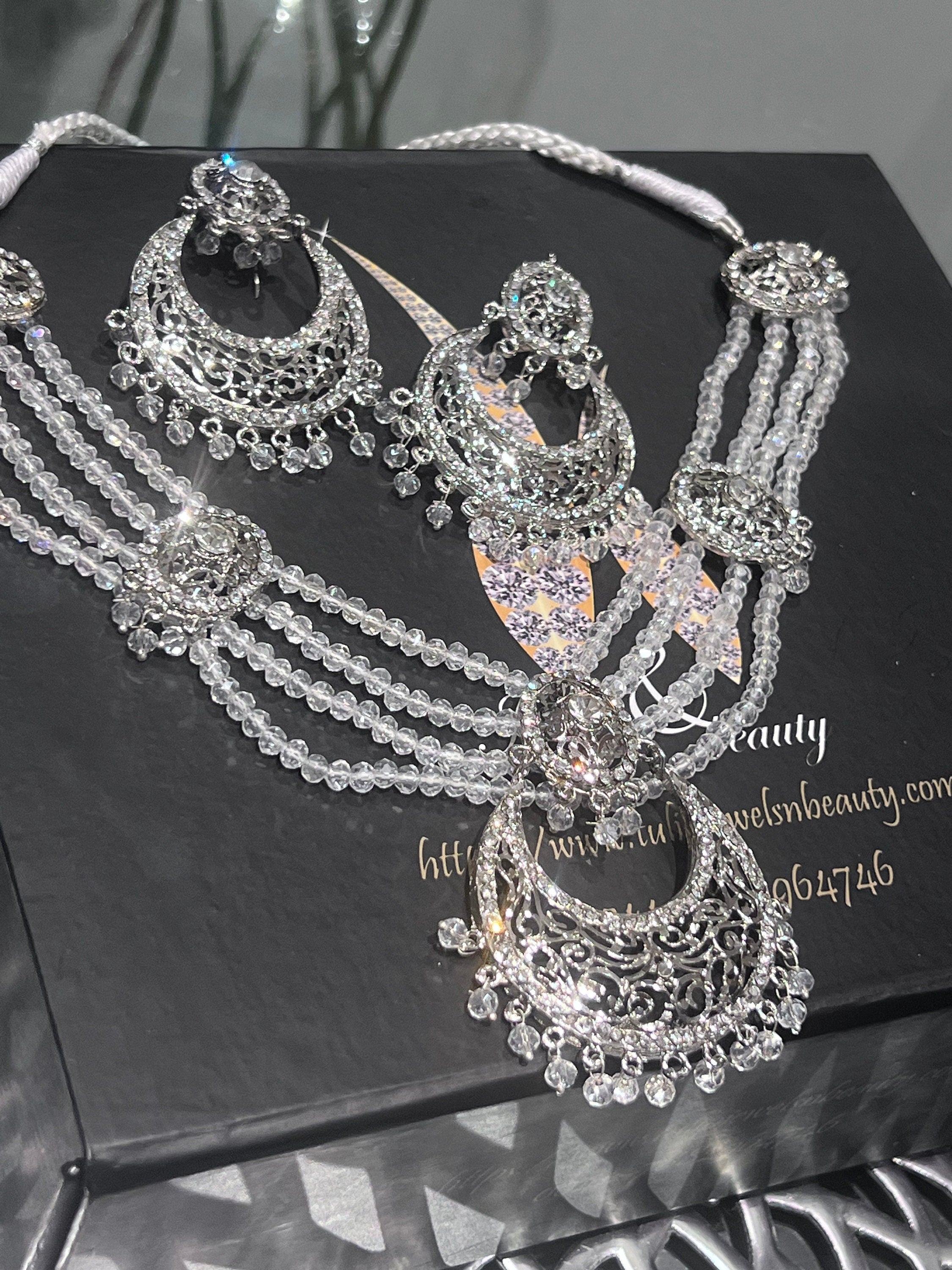 Hyderabadi Chandballi Necklace Set: Indian Pakistani Bridal Pearl Jewelry