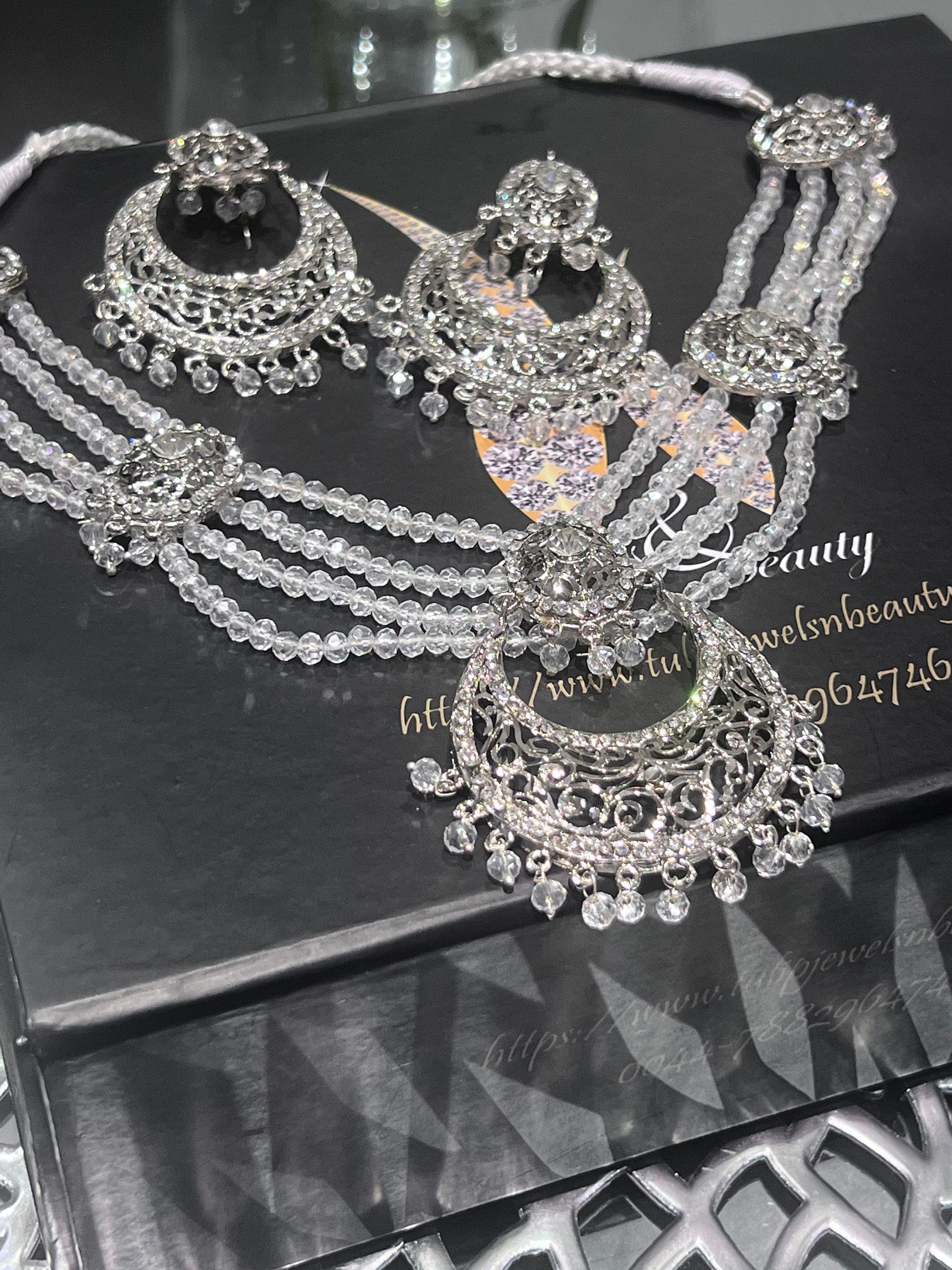Hyderabadi Chandballi Necklace Set: Indian Pakistani Bridal Pearl Jewelry