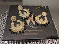 Chandbali Earrings and Tikka Set: Kundan Indian Jewelry