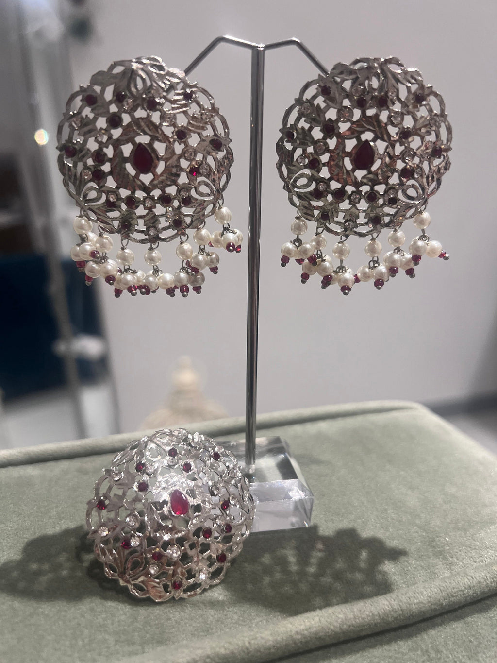 Silver  Plated traditional Studs & Ring | statement jewellery | Hyderabadi earrings jewellery | jewelry