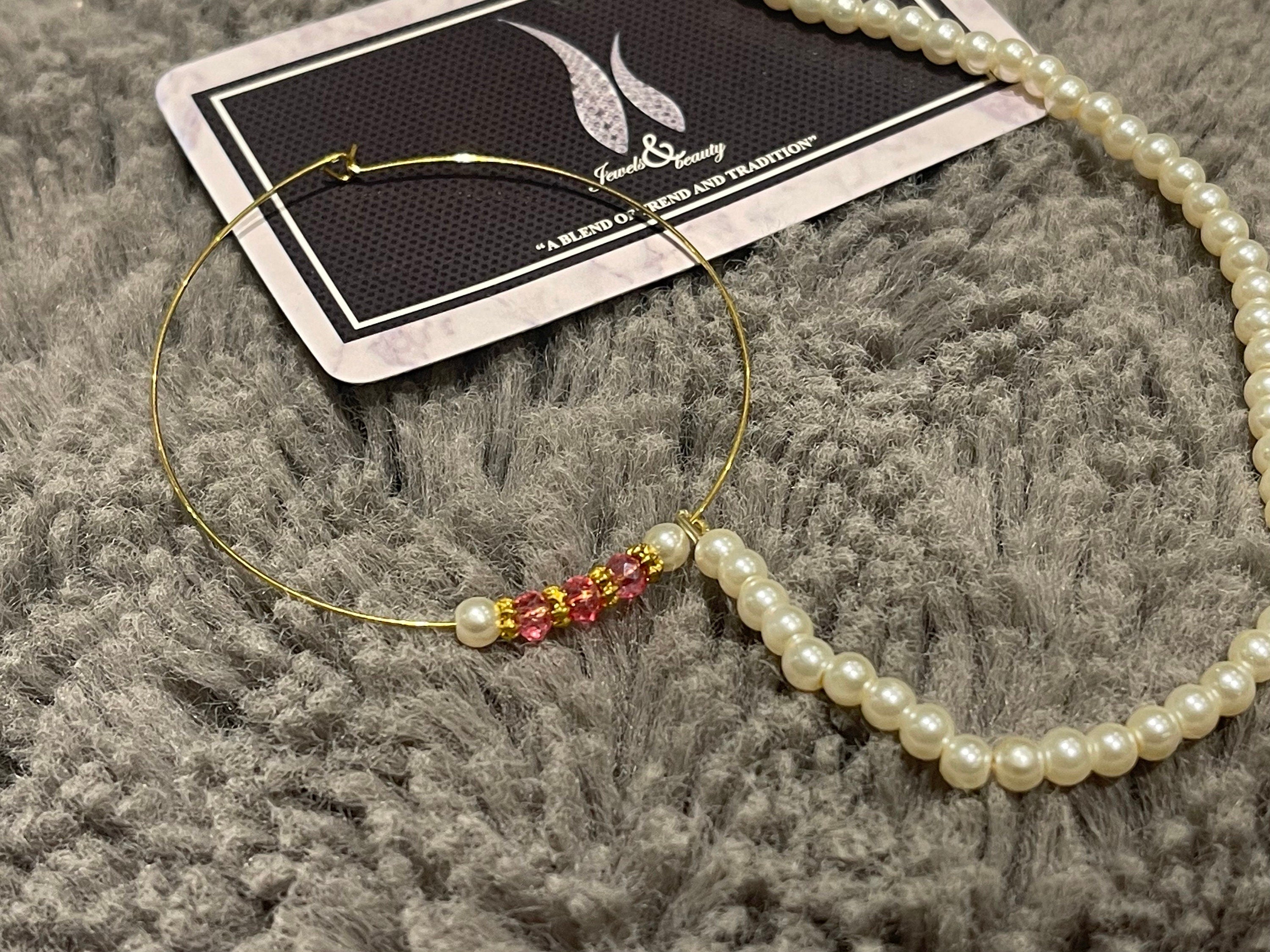Gold Plated Indian Nose Ring Nath: Handmade Bridal Jewelry with Pearls