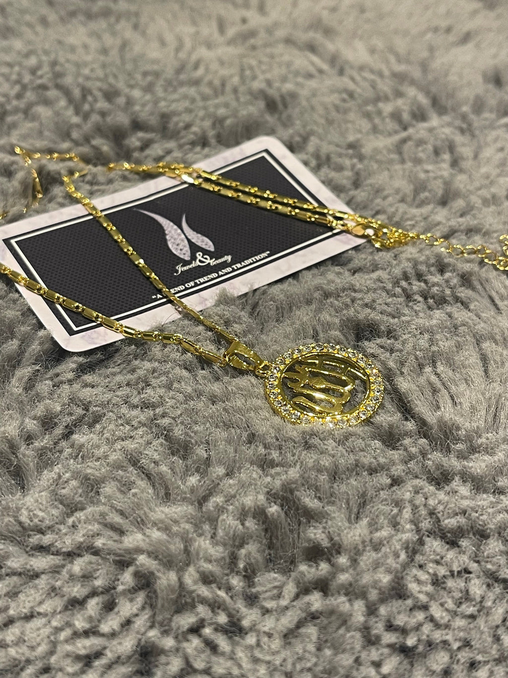 Gold-Plated Allah Pendant: Islamic Calligraphy Necklace, Eid Gift