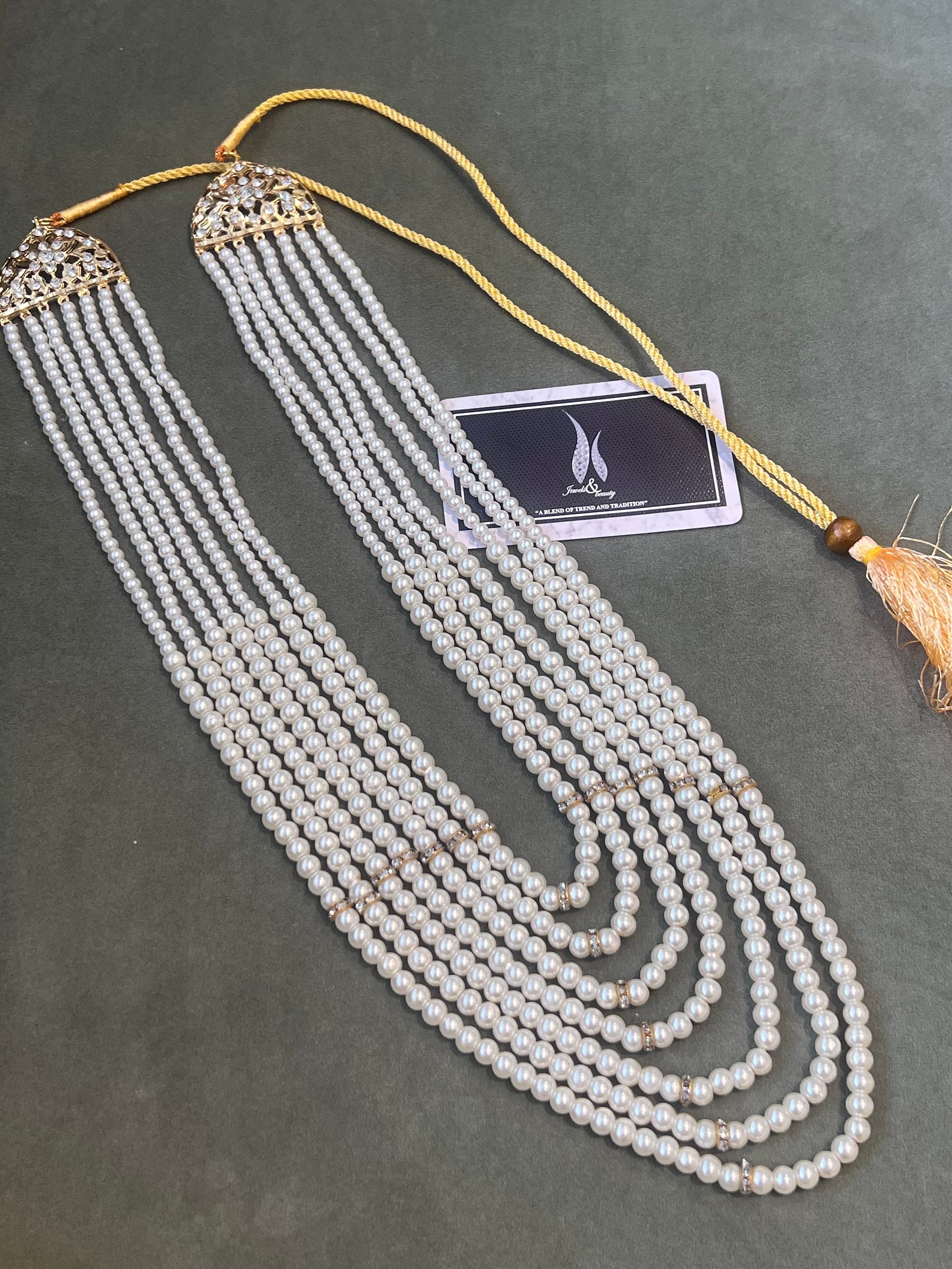 Multi Strand Pearl Necklace: Indian Groom Sabyasachi Jewellery