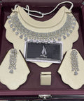 CZ Diamond Indian Bridal Necklace Set: Silver Wedding Jewelry