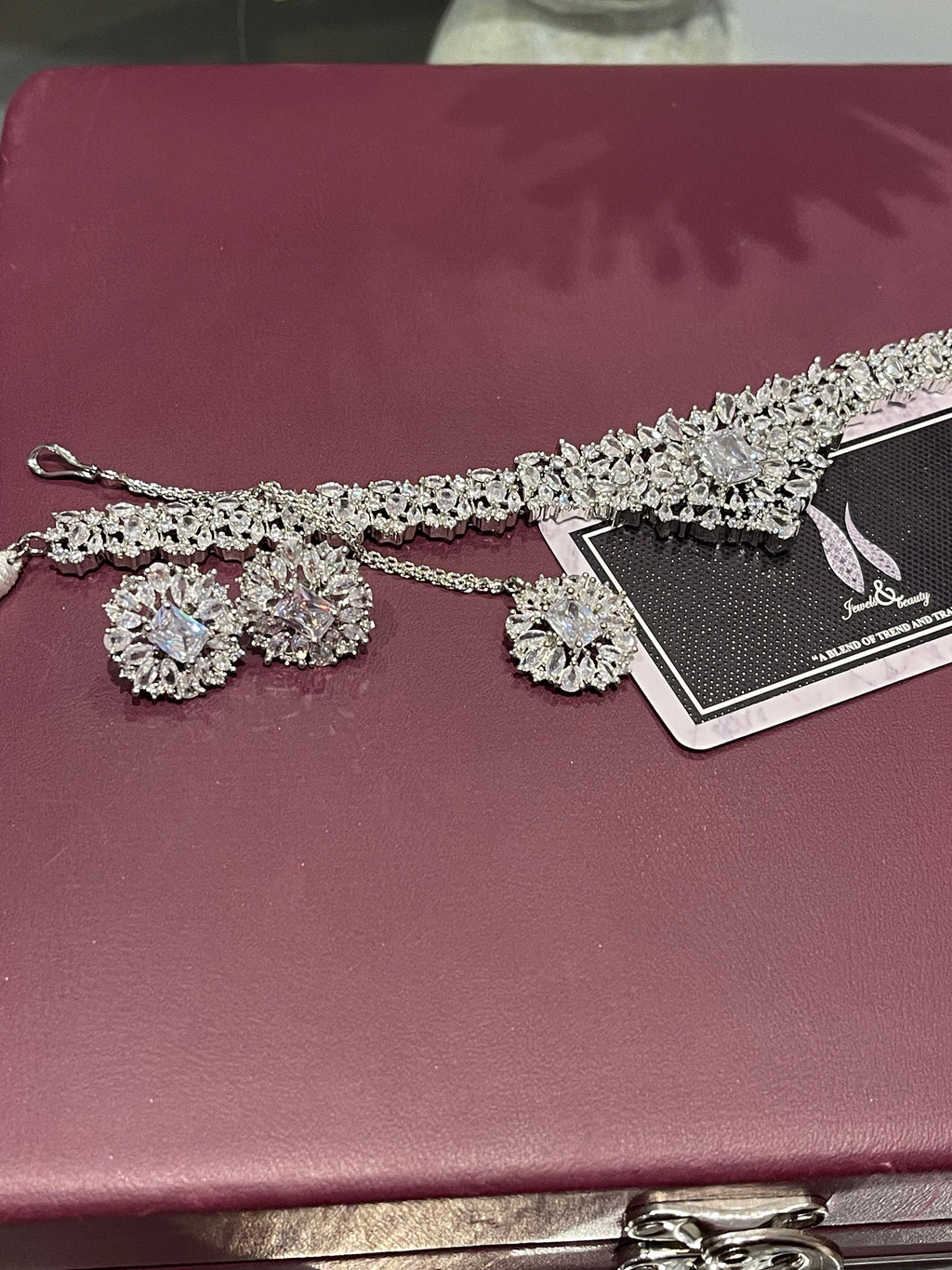 Gift for her christmas gift for women indian pakistani zircon choker jewelry set