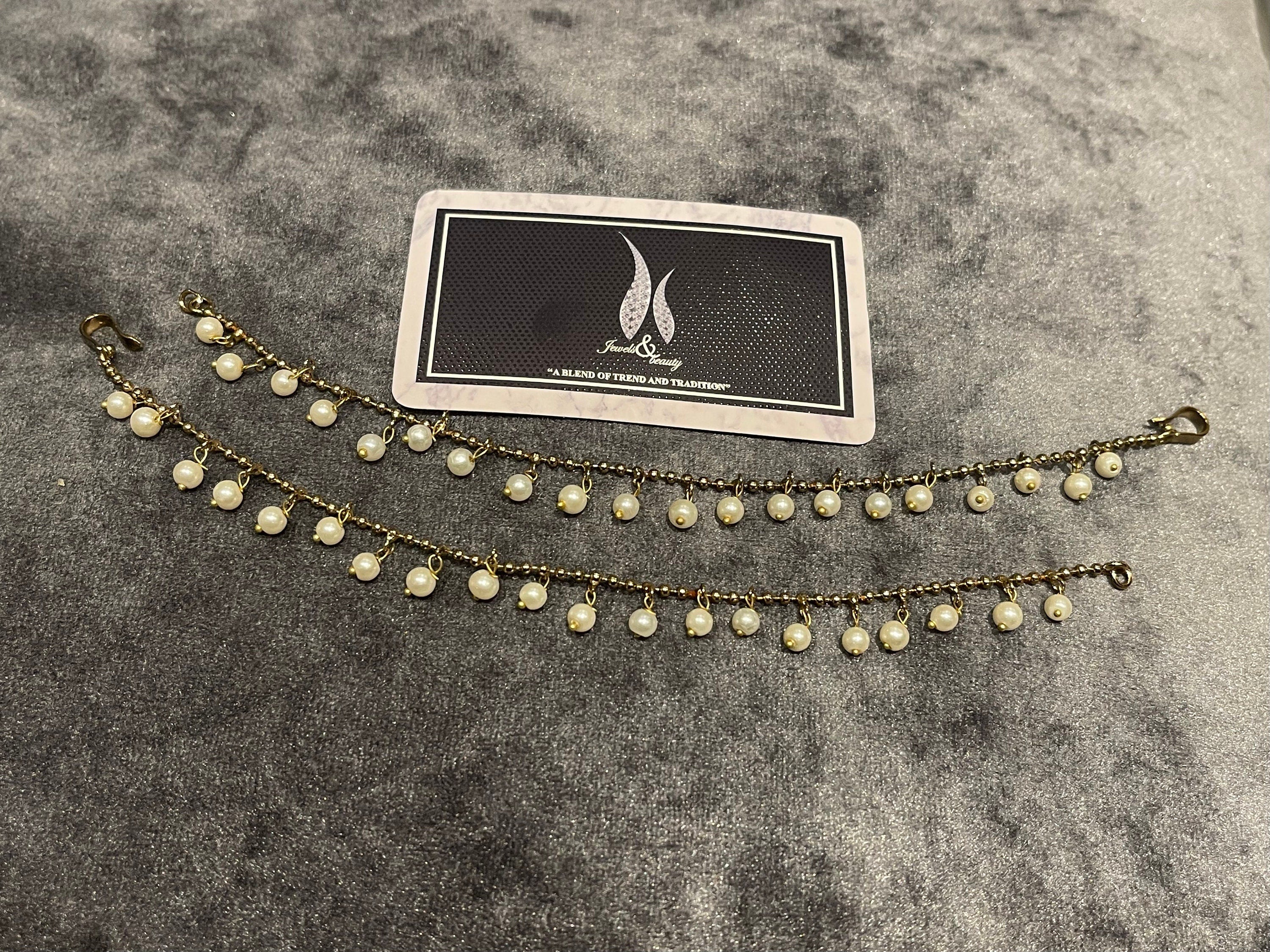 Pearl Ear Chain, Indian Kaan Sahara Jewelry, Bahubali Style