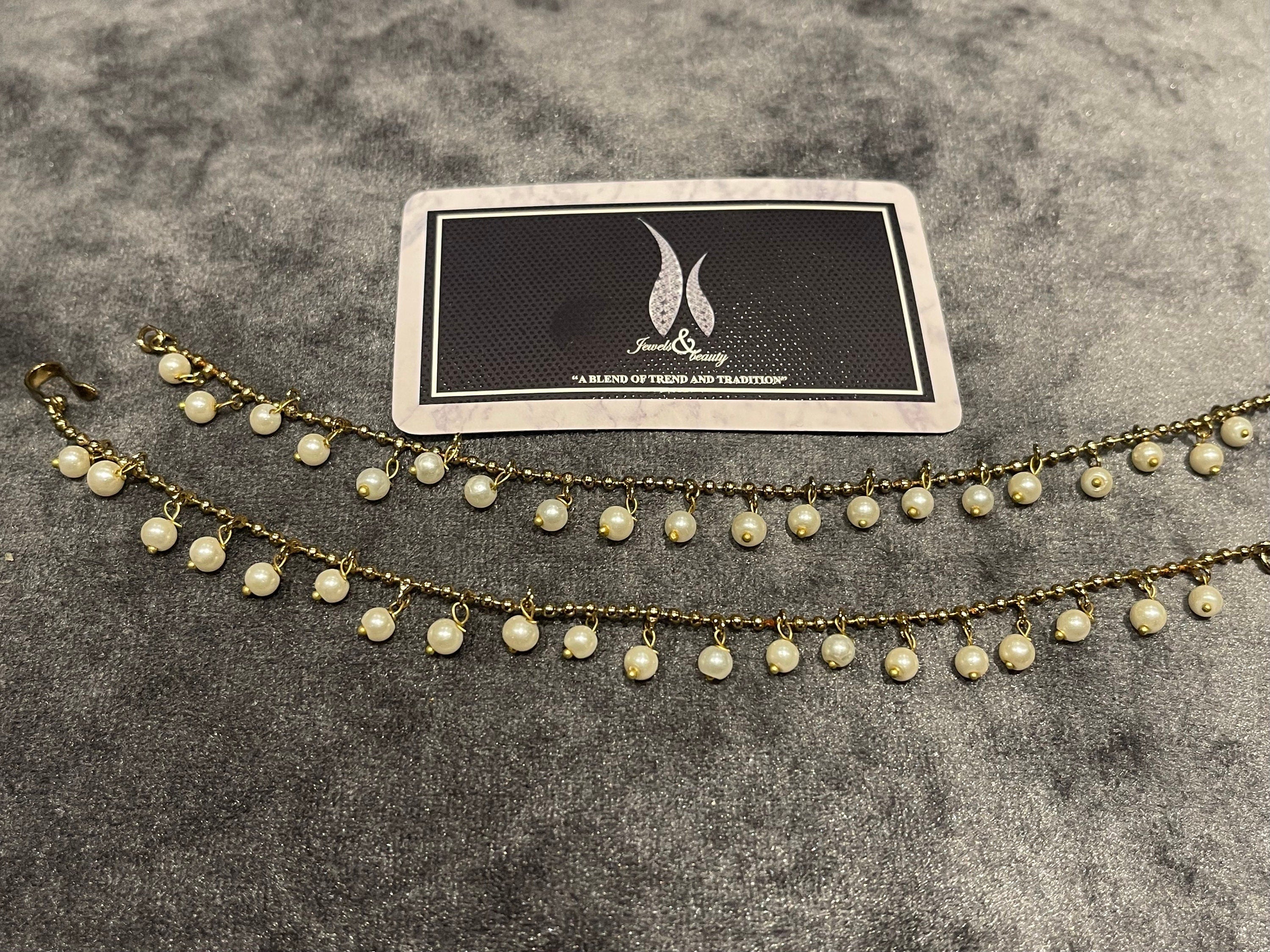 Pearl Ear Chain, Indian Kaan Sahara Jewelry, Bahubali Style